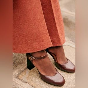 Sezane KATIE BABIES Brown Mary Jane Heels - “smooth vintage chocolate” Sz. 40 9M